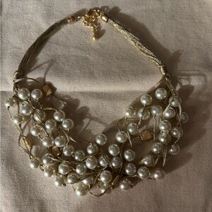 NEW Pearl & Gold necklace multi strand